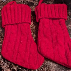 Red Knit Christmas Stockings 6"